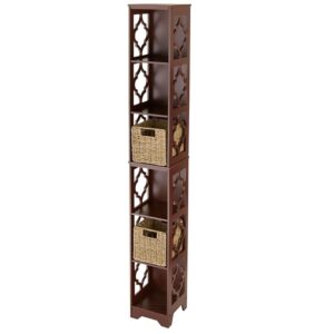 The Lakeside Collection Slim Decorative Shelving Unit - Walnut Shelving Unit