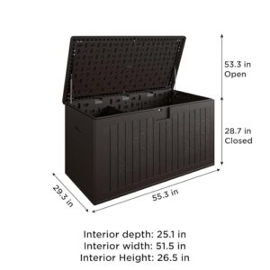 COSCO Large 150 Gallon Outdoor Storage Box with Storage Divider, Weather Resistant Resin, Dark Brown Finish - Ideal for Home Furniture and Outdoor Furnishings