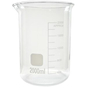 2l beaker borosilicate glass, low form graduated metric scale 200ml intervals