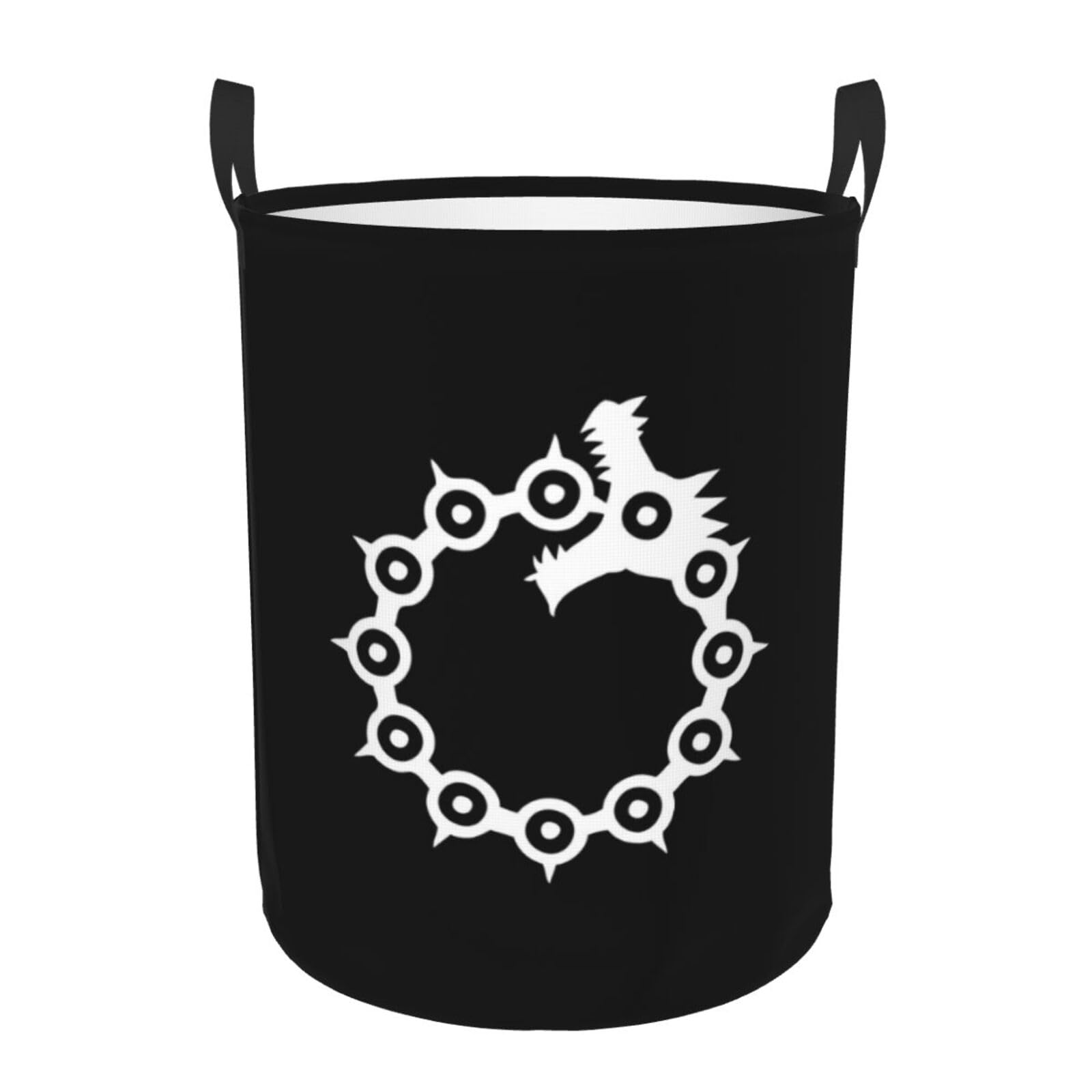 Anime Seven Deadly Sins Wrath Tattoo Laundry Basket Round Portable Storage Box Organizer Laundry Basket Portable Laundry Organizer