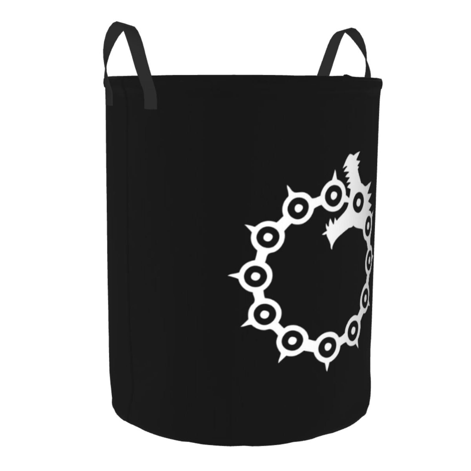 Anime Seven Deadly Sins Wrath Tattoo Laundry Basket Round Portable Storage Box Organizer Laundry Basket Portable Laundry Organizer