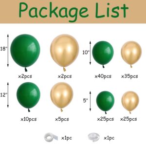 Green and Gold Balloon Arch Kit 144PCS Dark Emerald Green and Metallic Gold Latex Balloons Garland for Birthday Christmas Wedding Forest Theme Baby Shower Party Decorations