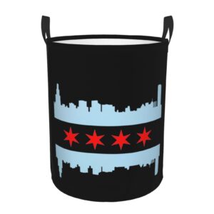 chicago flag skyline laundry basket round portable storage box organizer laundry basket portable laundry organizer