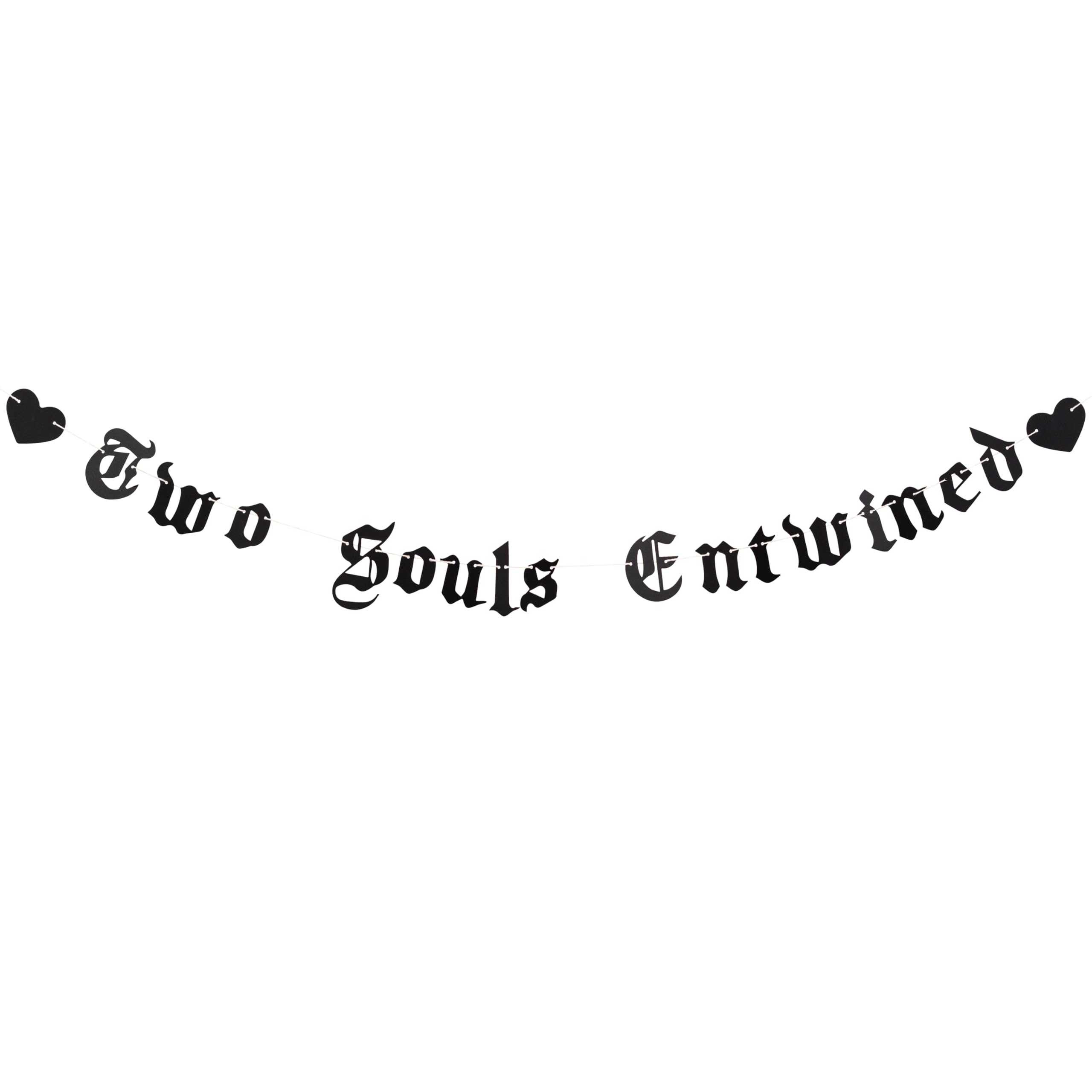 LINZYING Two Souls Entwined Old English Goth Wedding Decoration Banner - Gothic Letter Emo Engagement Party Decor Supplies，Death Themed Wedding Engagement/Bridal Shower Party Decor Supplies (two souls