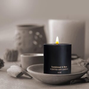 Scented Candles for Women,Premium Sandalwood Rose Aromatherapy Candles, Home Scented Candle, 6 oz Soy Candles,Long-Lasting Christmas Birthday Gifts for Women with Matte Black Gift Box.