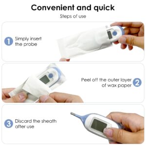 100pcs Disposable Digital Thermometer Probe Covers for Accurate and Hygienic Rectal Thermometer Measurements, Wrap Around The Thermometer's Entire Body