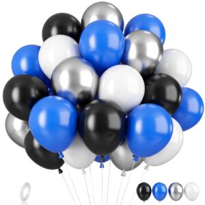 blue and black balloons, 35pcs blue black and silver balloons, dark blue black latex balloons silver confetti balloons for boys birthday baby shower wedding graduation party decorations