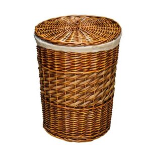 rattan laundry hamper with lid with liner bag, round wicker large laundry hamper for organizing clothes children's toys books (color : brown, size : 35 * 47cm)