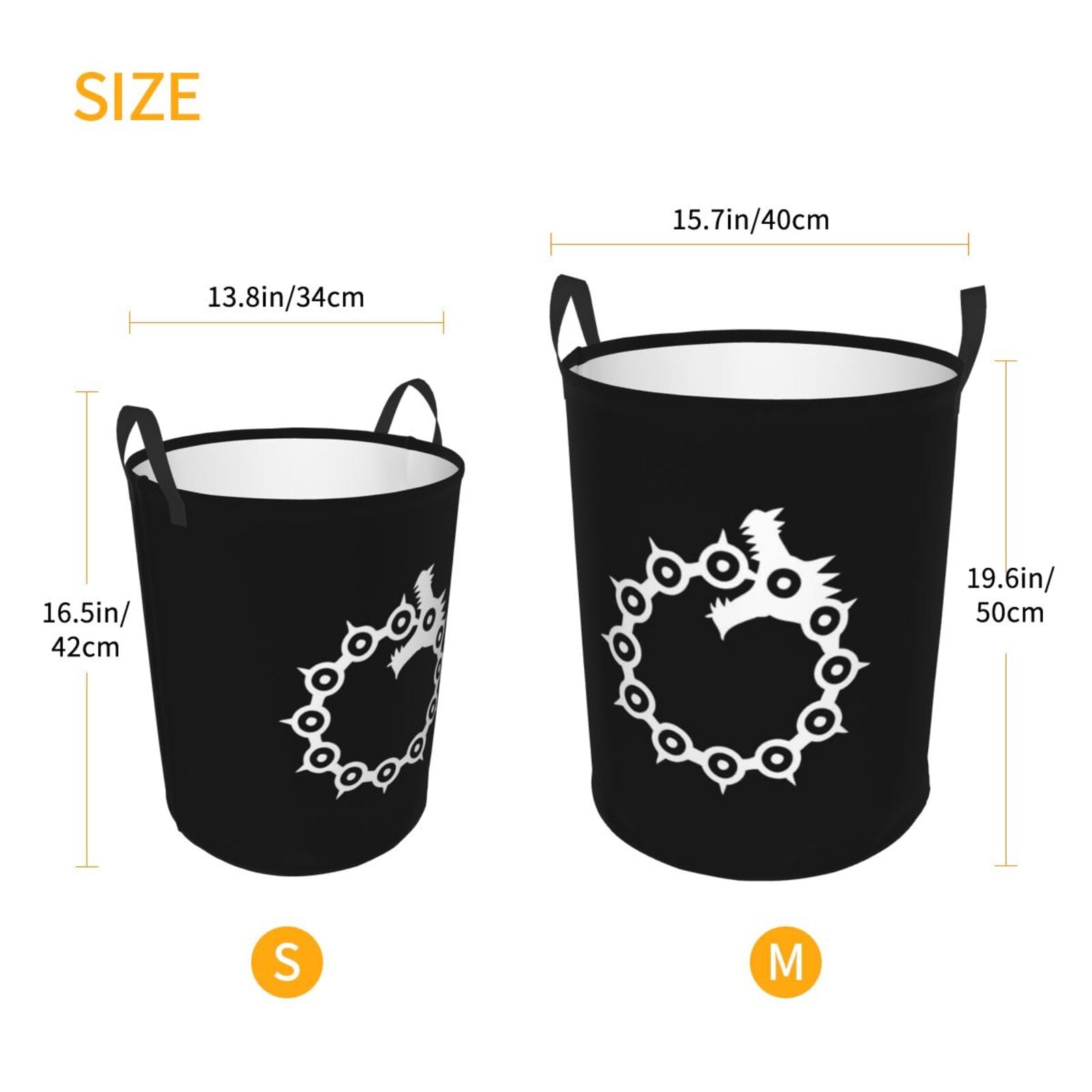 Anime Seven Deadly Sins Wrath Tattoo Laundry Basket Round Portable Storage Box Organizer Laundry Basket Portable Laundry Organizer