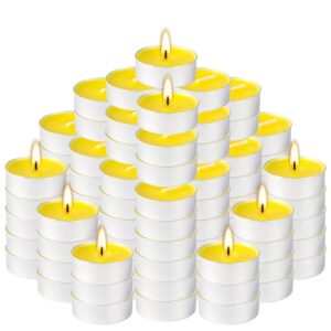 100 Pack Scented Tealight Candles 4 Hours, Lemon Aromatherapy Candles for Votive Home, Wedding Holiday and Emergency (Yellow)