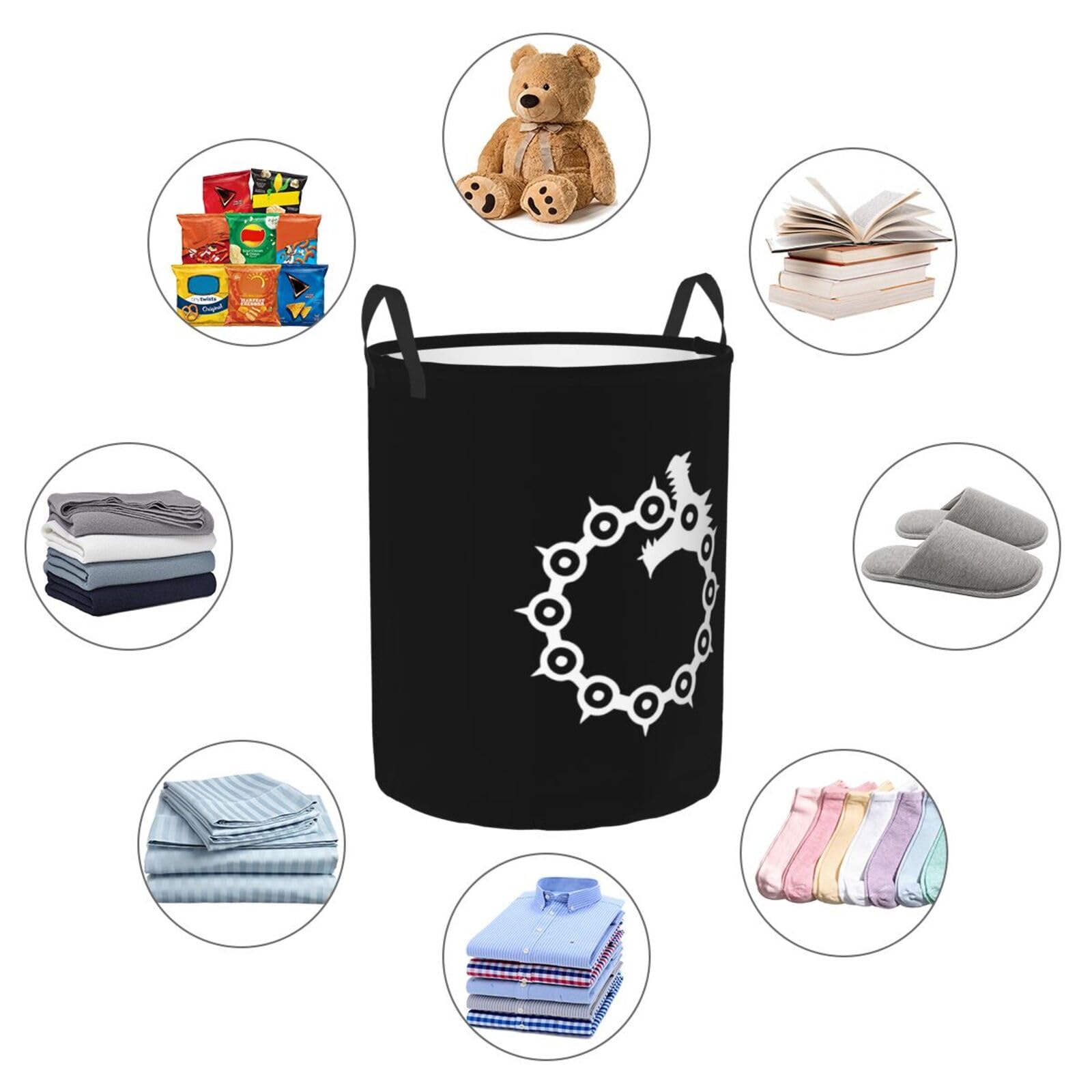 Anime Seven Deadly Sins Wrath Tattoo Laundry Basket Round Portable Storage Box Organizer Laundry Basket Portable Laundry Organizer