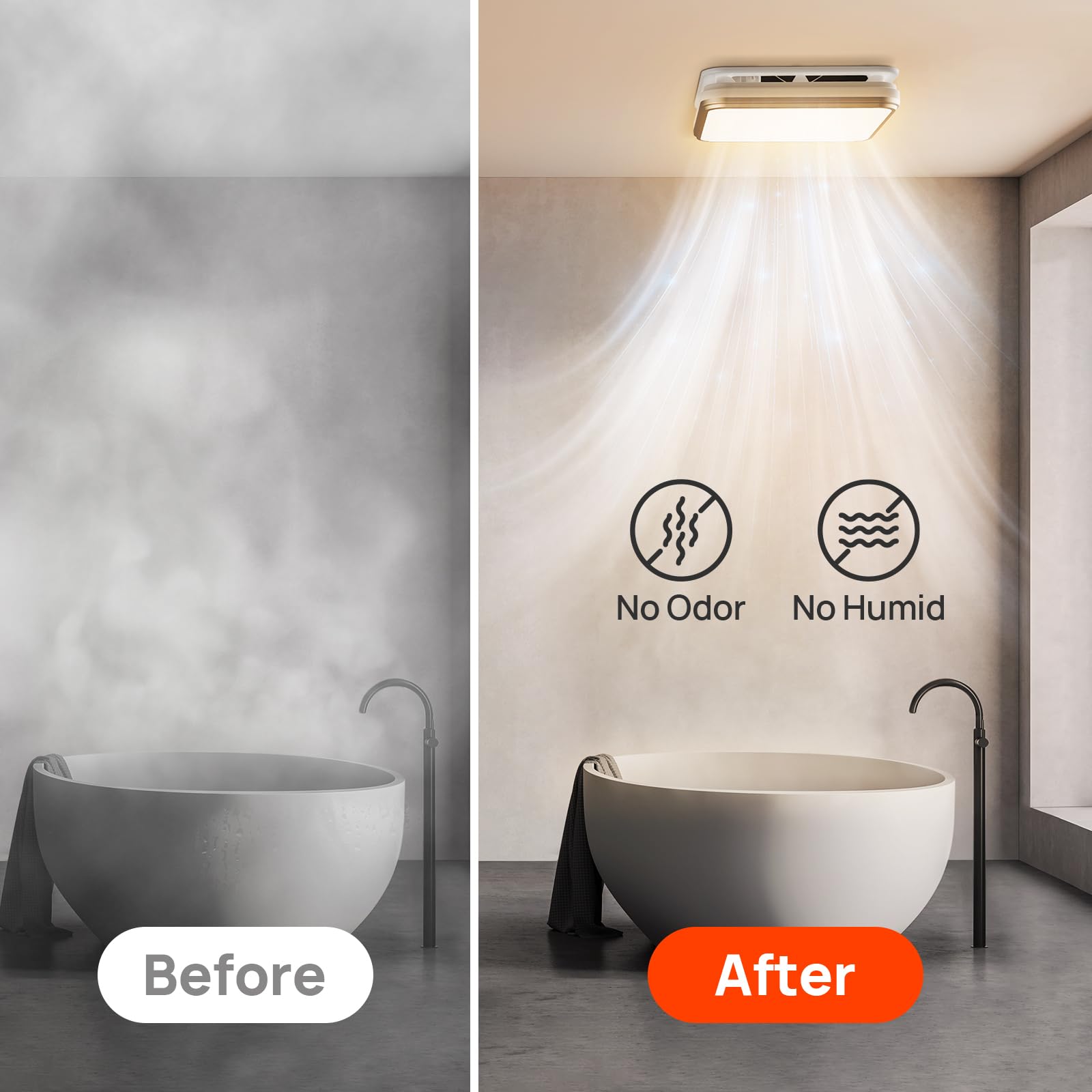 Consciot Bathroom Exhaust Fan with Light, 110/160 CFM Adjustable, 1.0 Sone, 40W Bathroom Ventilation Fan with Light for Ceiling, 1500lm LED Light 3000K/4000K/5000K Selectable & 2700K Nightlight