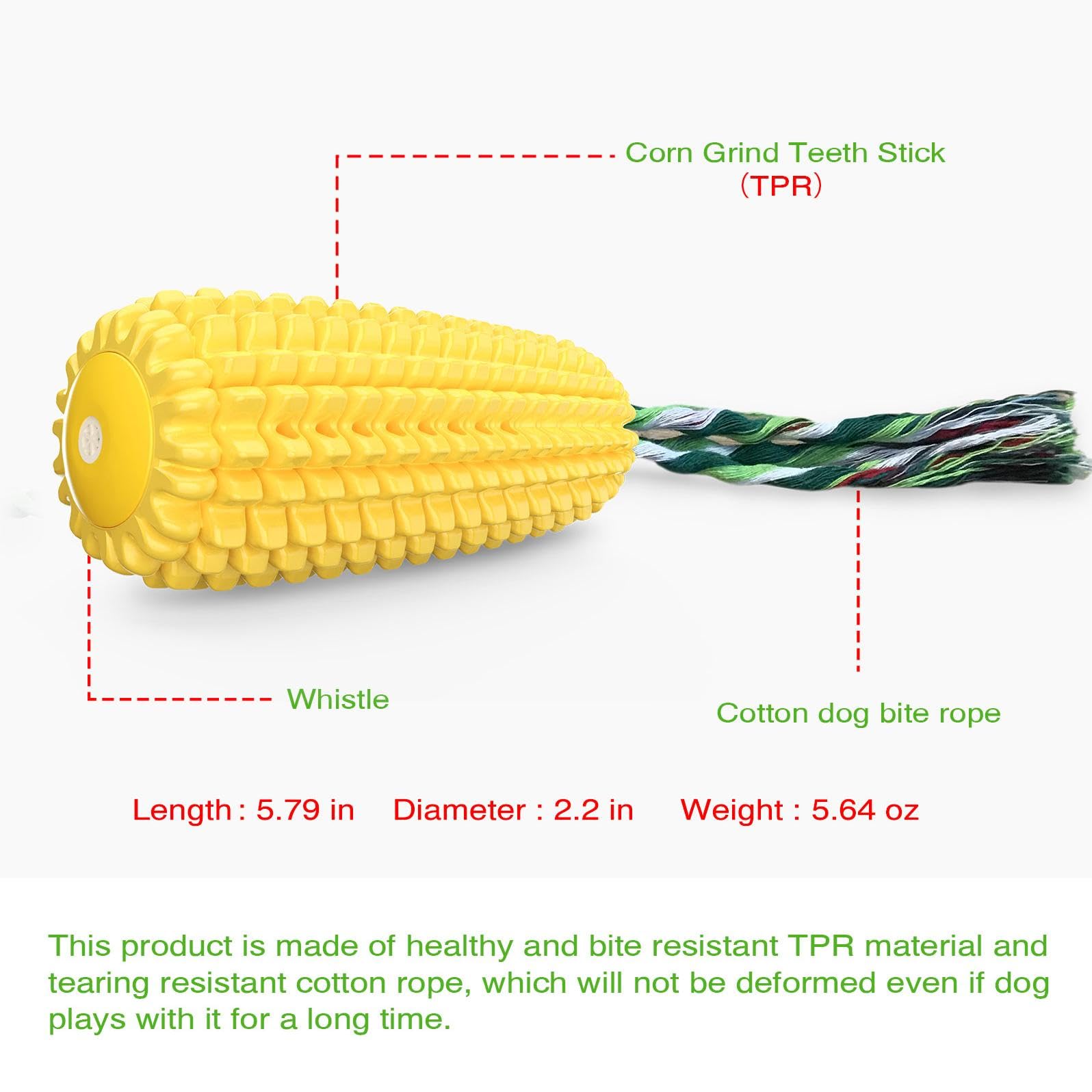 yuxiaoyu Dog Toy Chew Toy Corn Interactive Squeaky Dog Tooth Cleaning Tool Water Float Toy Teething Stick Suitable for Small, Medium and Large Dogs