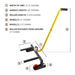 biosp Heavy Duty Adjustable Wheel Dolly, 440 LBS Load Capacity Alloy Metal Easy Lift Truck Car Tire Cart Dollies Garage Moving Tool with Adjustable Roller for Workshop Mechanic Trolley Gray-Yellow