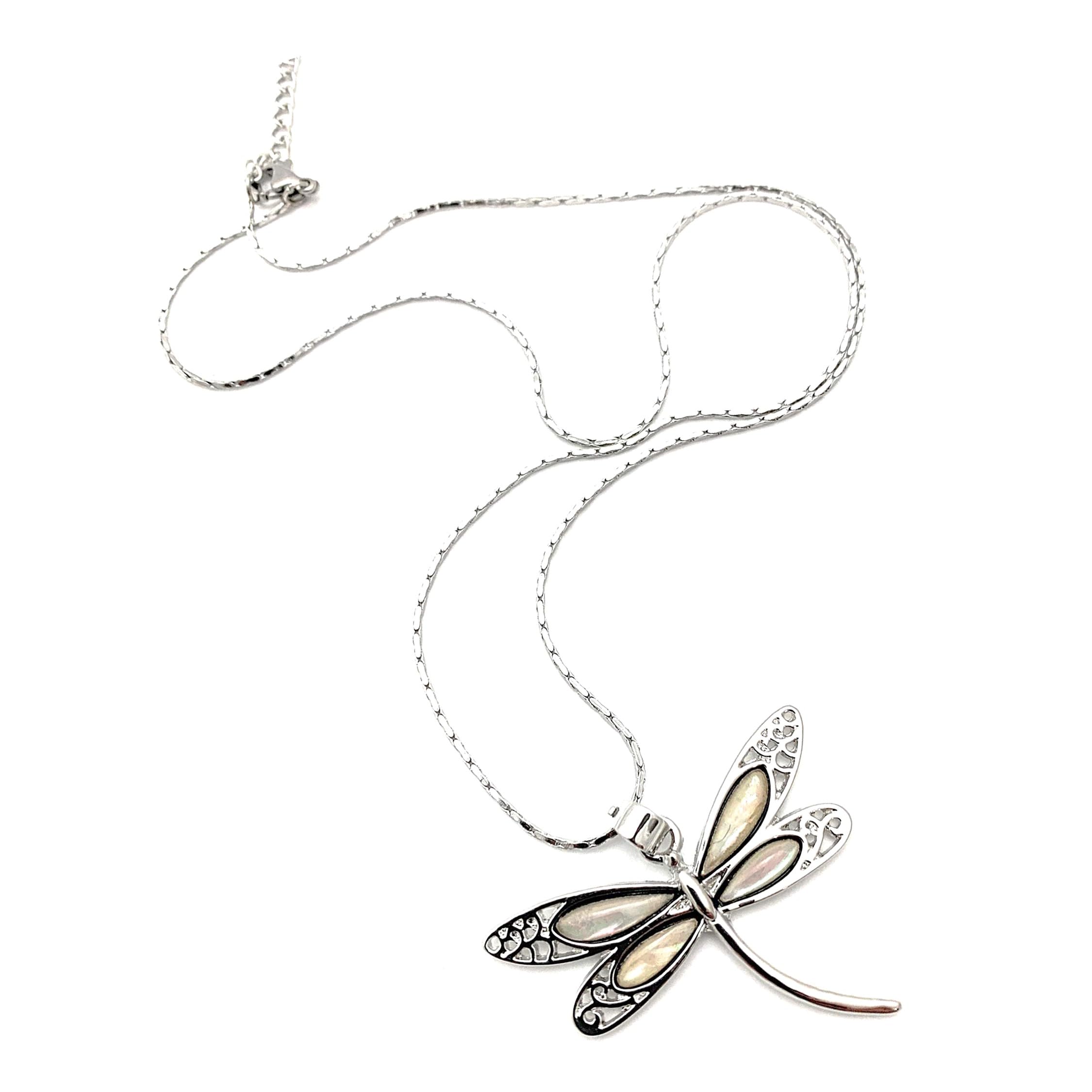 Smiling Wisdom - Happy Birthday Greeting Card Dragonfly Necklace Gift Set - Teen Women (White Abalone Dragonfly)