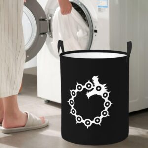 Anime Seven Deadly Sins Wrath Tattoo Laundry Basket Round Portable Storage Box Organizer Laundry Basket Portable Laundry Organizer