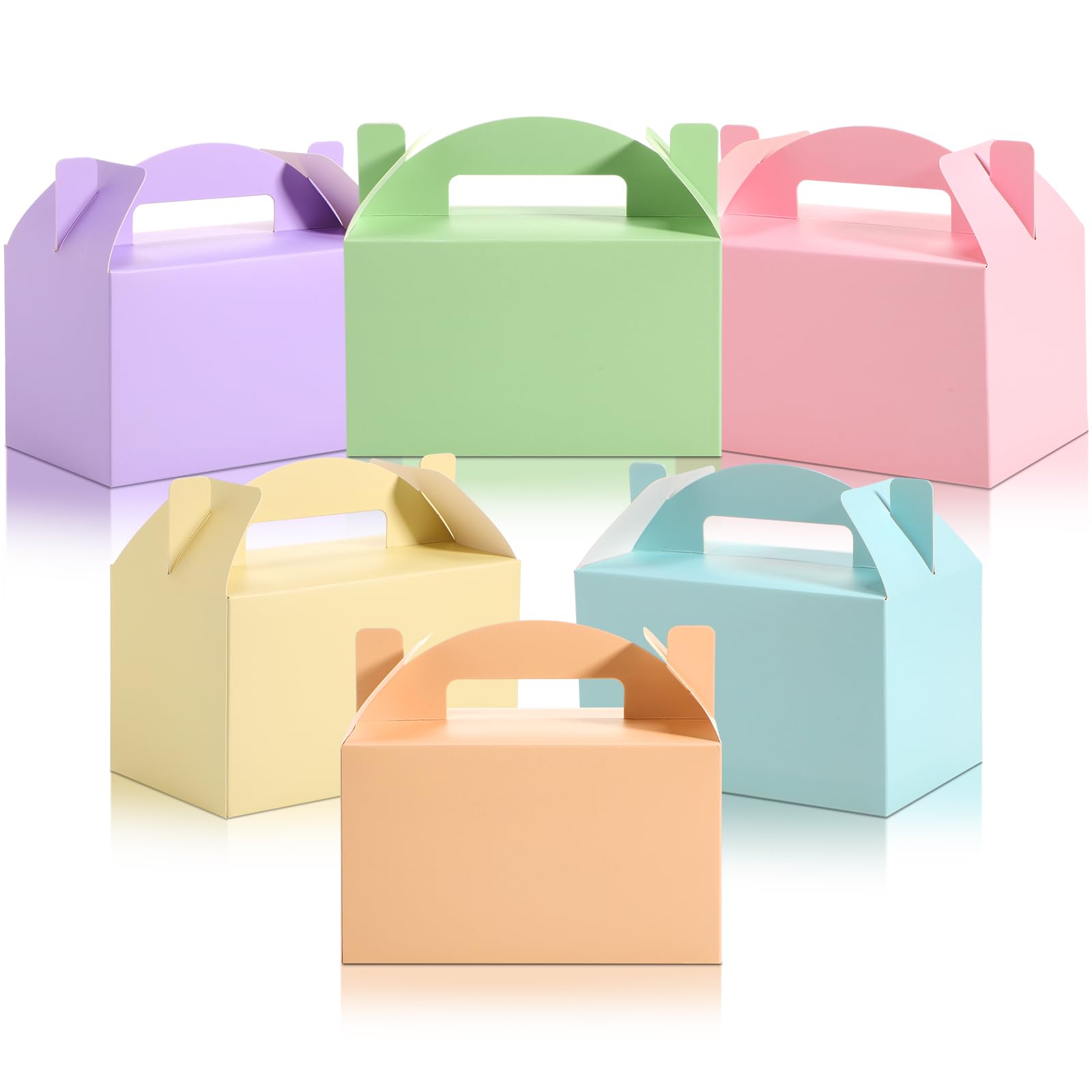 Skyygemm 24 Pcs Christmas Gable Gift Box Colorful Paper Candy Boxes Snack Goodie Cake Treat Boxes for Birthday Party Favors, 6 x 3.5 x 3.5 Inch(Pastel)