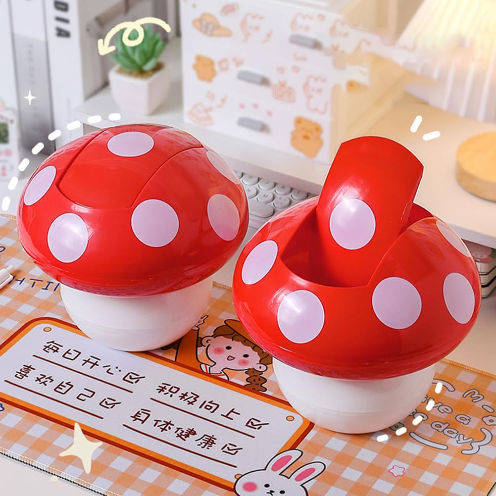 Cabilock Mushroom Trash Can Mini Trash Can with Lid Mushroom Basket Countertop Mini Garbage Cans Cute Mini Trash Can Pen Cup Holders for Desktop, Bedroom, Offices