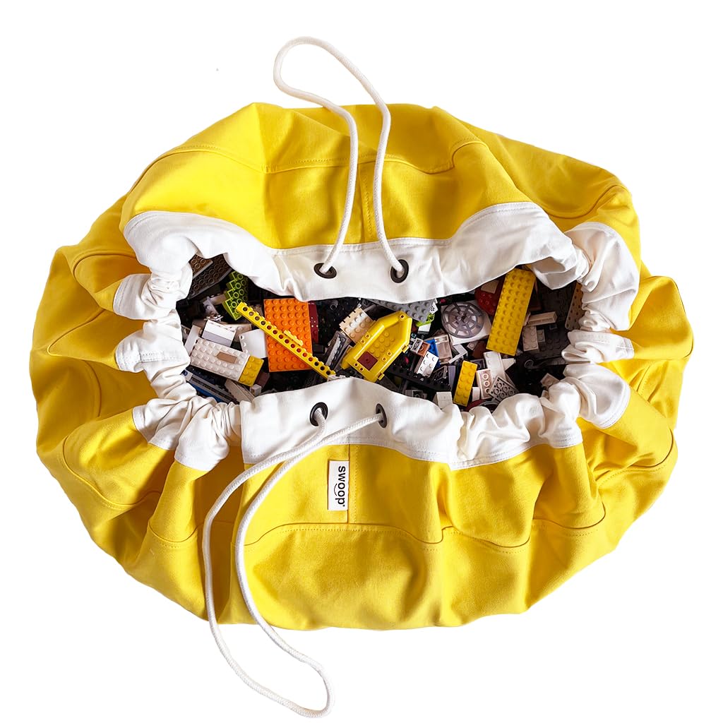 Swoop Bags - Durable Toy Storage Drawstring Bag - Ideal for Small Toys - Organizer and Play Mat - Cool Storage Holders For Kids Rooms and Playrooms - YELLOW