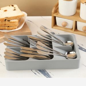 Mulikeer 6 Slots Silverware Cutlery Drawer Organizer, Kitchen Drawer Utensil Tray for Flatware, Cutlery, Spoon and Knives Drawer Storage Organization Keep kitchen Drawer Neat & Organized