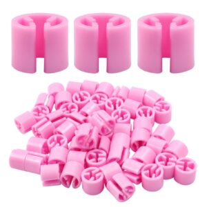 rierdge 100pcs clothes hanger marker blank clothing colored tag buckle, plastic garment size markers for diy snap labels, pink