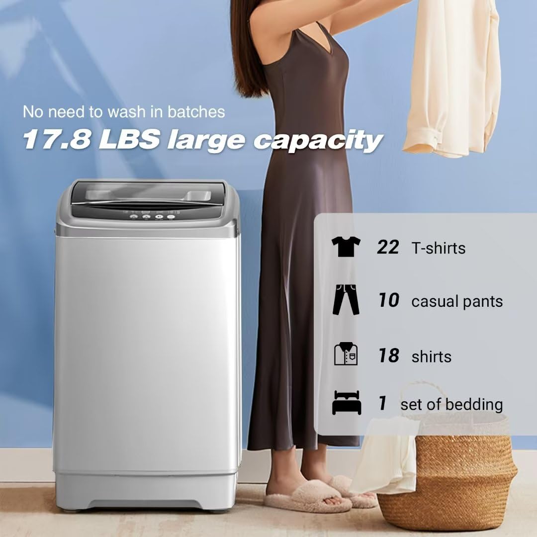 Tymyp Automatic Compact Washing Machine, Portable Washer with 24 Hours Washing Appointment, LED Display, Suitable for Household Use