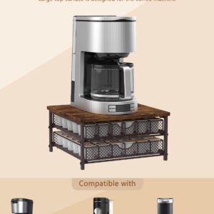 MOOACE Coffee Pod Holder for K Cup Holder Drawer Holder, Coffee Pod Drawer For Counter, 2 Tier K-Cup Storage With Sliding Baskets, 72 Capacity Pods Organizer Cups Capsule for Coffee Station, Brown