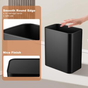 TIPGO Small Metal Trash Can, 2.1 Gallon Slim Trash Can for Bathroom, Wastebasket Garbage Bin for Bedroom, Office, Kitchen, Under Sink (Matte Black)