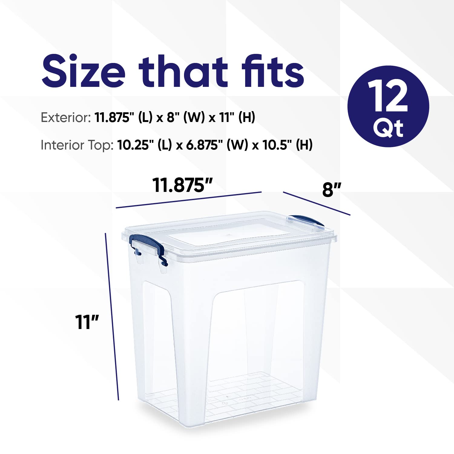 Superio Clear Storage Boxes with Lids, Plastic Container Bins for Organizing, Stackable Crates, BPA Free, Non Toxic, Odor Free, Organizers for Home, Office, School, and Dorm,12 Qt, 6 Pack