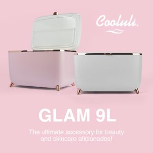 Cooluli Glam 9L Mini Skincare Fridge - White Mini Fridge for Skin Care Accessories, Makeup, Cosmetics and Facial Masks Storage - Ideal Birthday and Christmas Gift for Women and Teen Girls