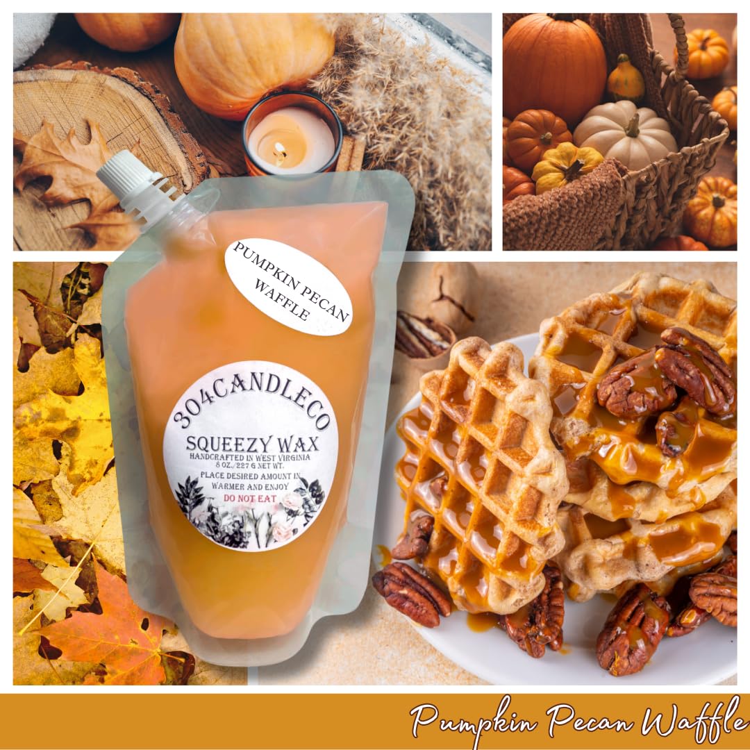 304CandleCo Large 8 oz Squeezable Wax Melt Candle -50 SCENTS - Pumpkin Pecan Waffles - Highly Fragrant & Hand-Crafted - Easy Mix & Match - 100% American Made - Perfect for Wax Warmers