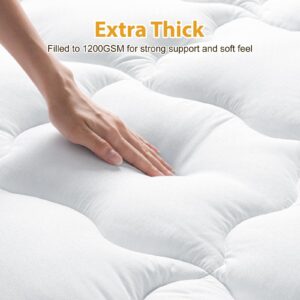 Maxzzz Queen Mattress Topper, Extra Thick Mattress Pad Cover for Back Pain, Mattress Protector for 8-21 Inch Mattress, 1200GSM Down Alternative, 60 * 80 Inches.