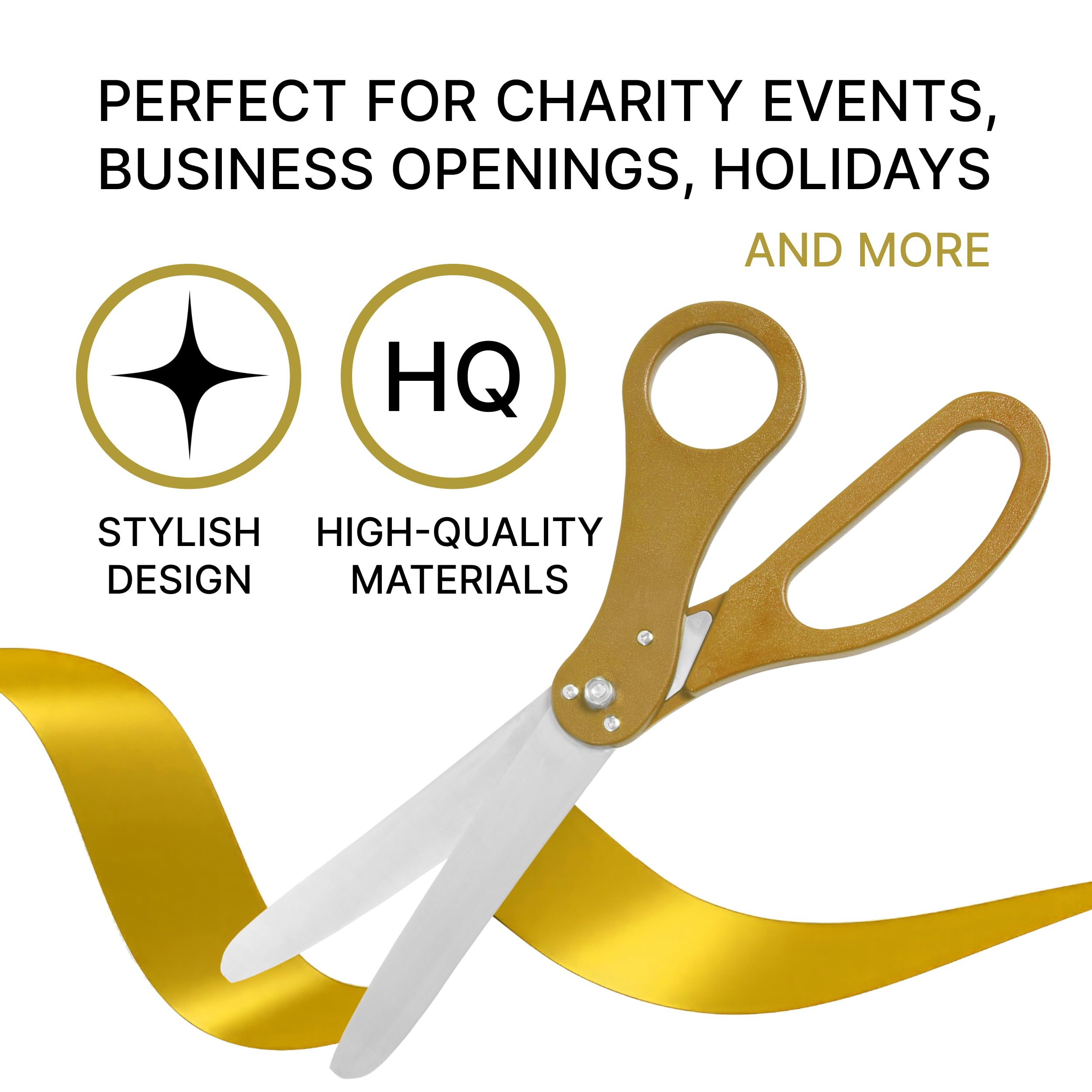 Gold Grand Opening Ceremony Kit – 20 Inch Giant Scissors Gold with Ribbon Gold for Inaugurations and Ceremonies Gold Scissors 20'' for Ribbon Cutting Grand Opening Ribbon and Scissor for Special Event