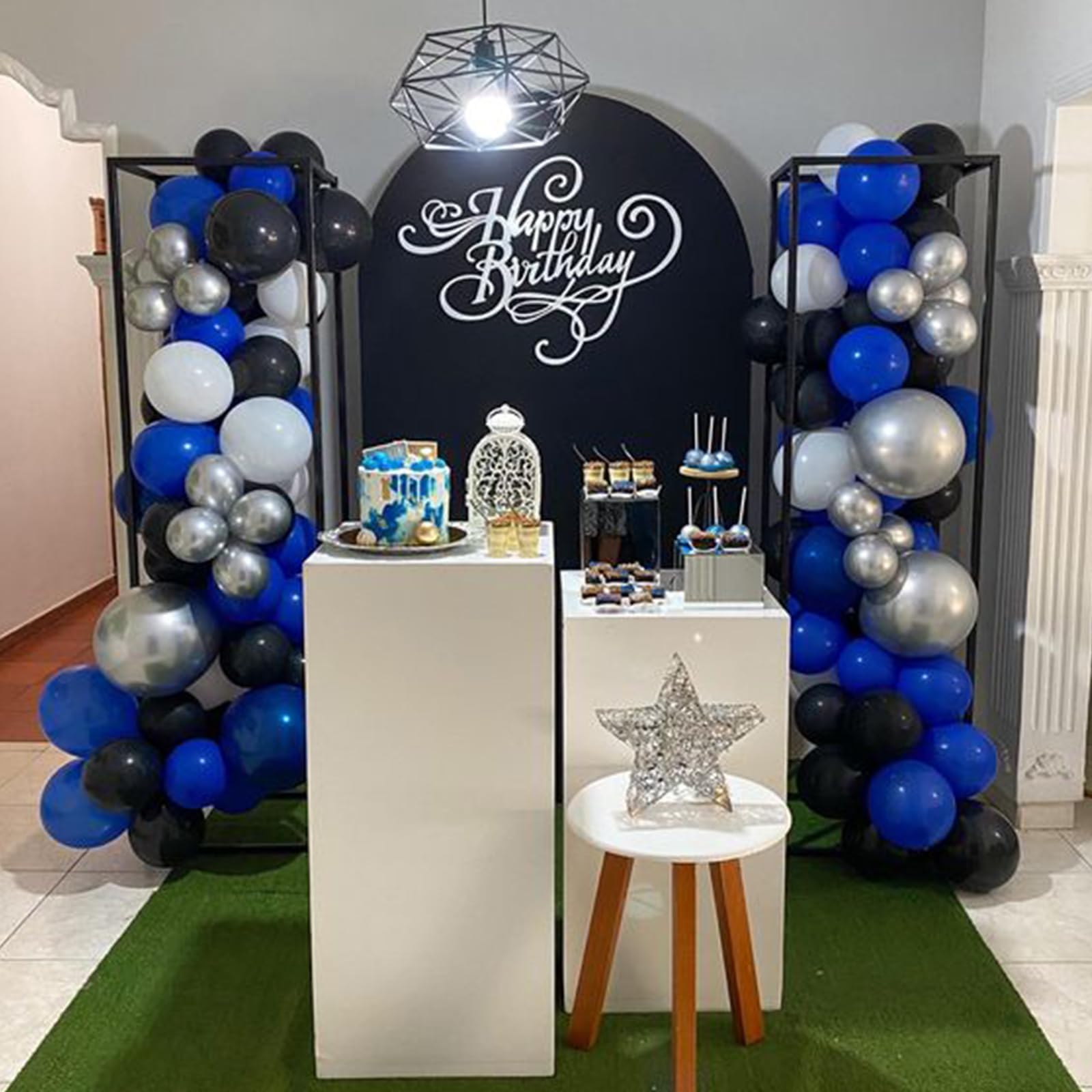 Blue and Black Balloons, 35pcs Blue Black and Silver Balloons, Dark Blue Black Latex Balloons Silver Confetti Balloons for Boys Birthday Baby Shower Wedding Graduation Party Decorations