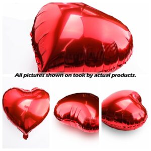 [4 Pcs] 32" Big Red Heart Foil Balloons, Big Giant Jumbo Heart Shaped Mylar Aluminium Decoration for Girl Valentine's Day Surprise Birthday Wedding