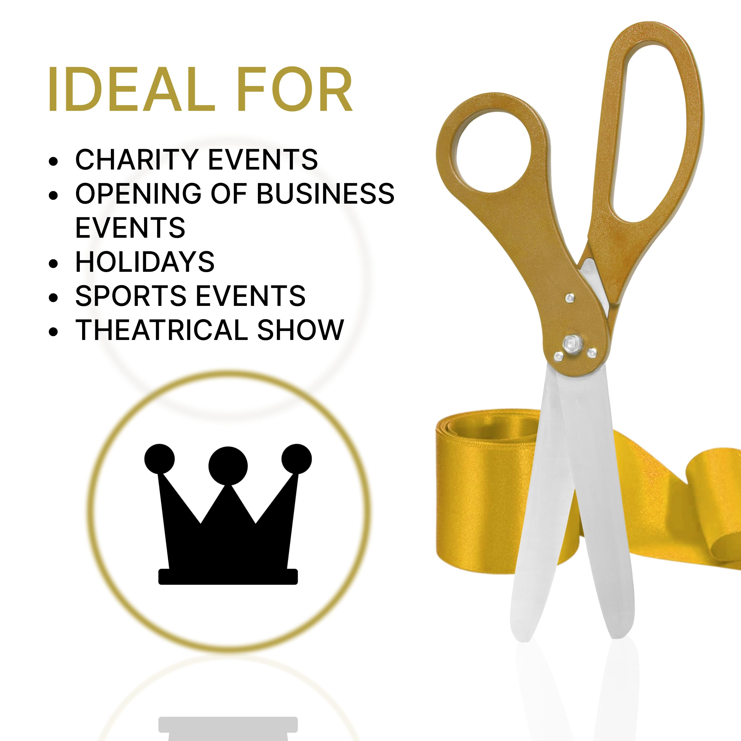 Gold Grand Opening Ceremony Kit – 20 Inch Giant Scissors Gold with Ribbon Gold for Inaugurations and Ceremonies Gold Scissors 20'' for Ribbon Cutting Grand Opening Ribbon and Scissor for Special Event