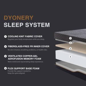 Dyonery Full Firm Mattress 14 Inch, Copper Memory Foam Mattress in a Box, Cooling Knit Fabric Cover, CertiPUR-US Certified, Pressure Relief, Made in USA, 54”x75”x14”, Black