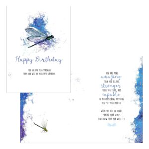 Smiling Wisdom - Happy Birthday Greeting Card Dragonfly Necklace Gift Set - Teen Women (White Abalone Dragonfly)