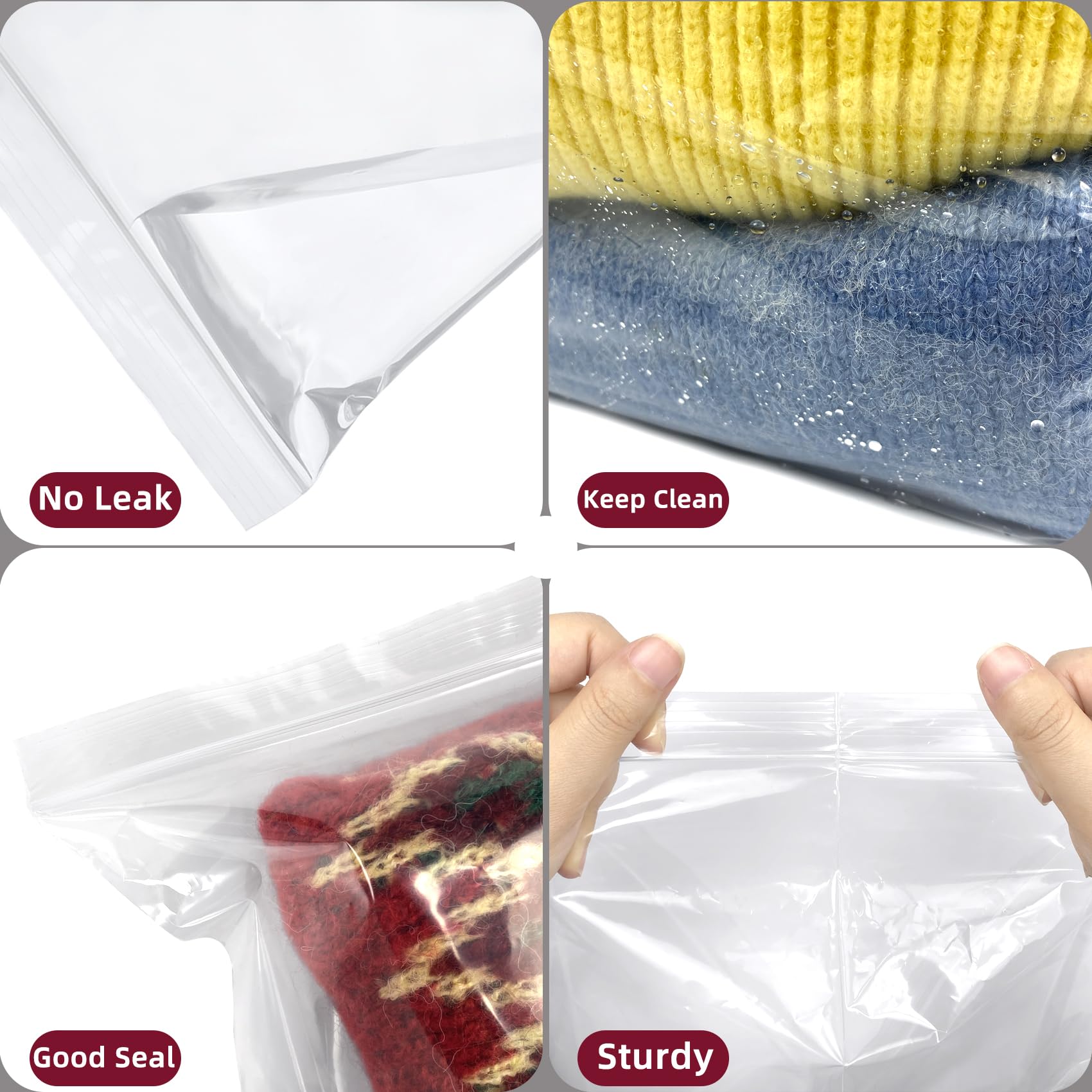 Large 5 Gallon Plastic Zipper Storage Bags, 18x24 Inches Clear Reclosable Storage Bags 12Pieces