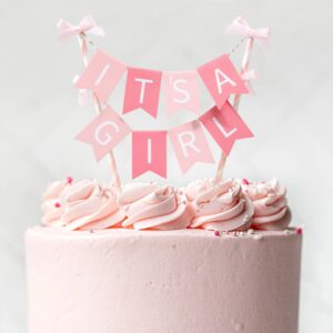 It Is a Girl Cake Topper - Gender Reveal Party Decoration, Pink It’ s a Girl Paper Straw Cake Topper, Baby Shower Cake Topper, Baby Girl Baby Shower Decor