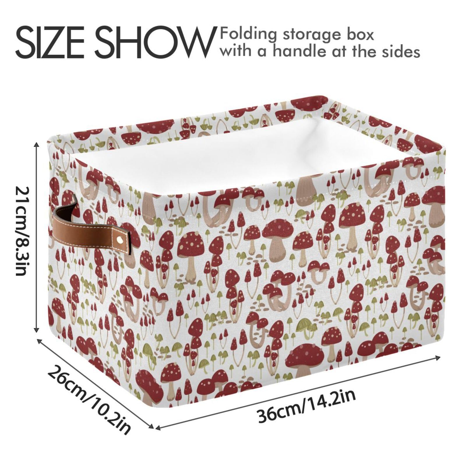 ALAZA Cute Mushroom Foldable Storage Box Storage Basket Organizer Bins with Handles for Shelf Closet Living Room Bedroom Home Office 1 Pack