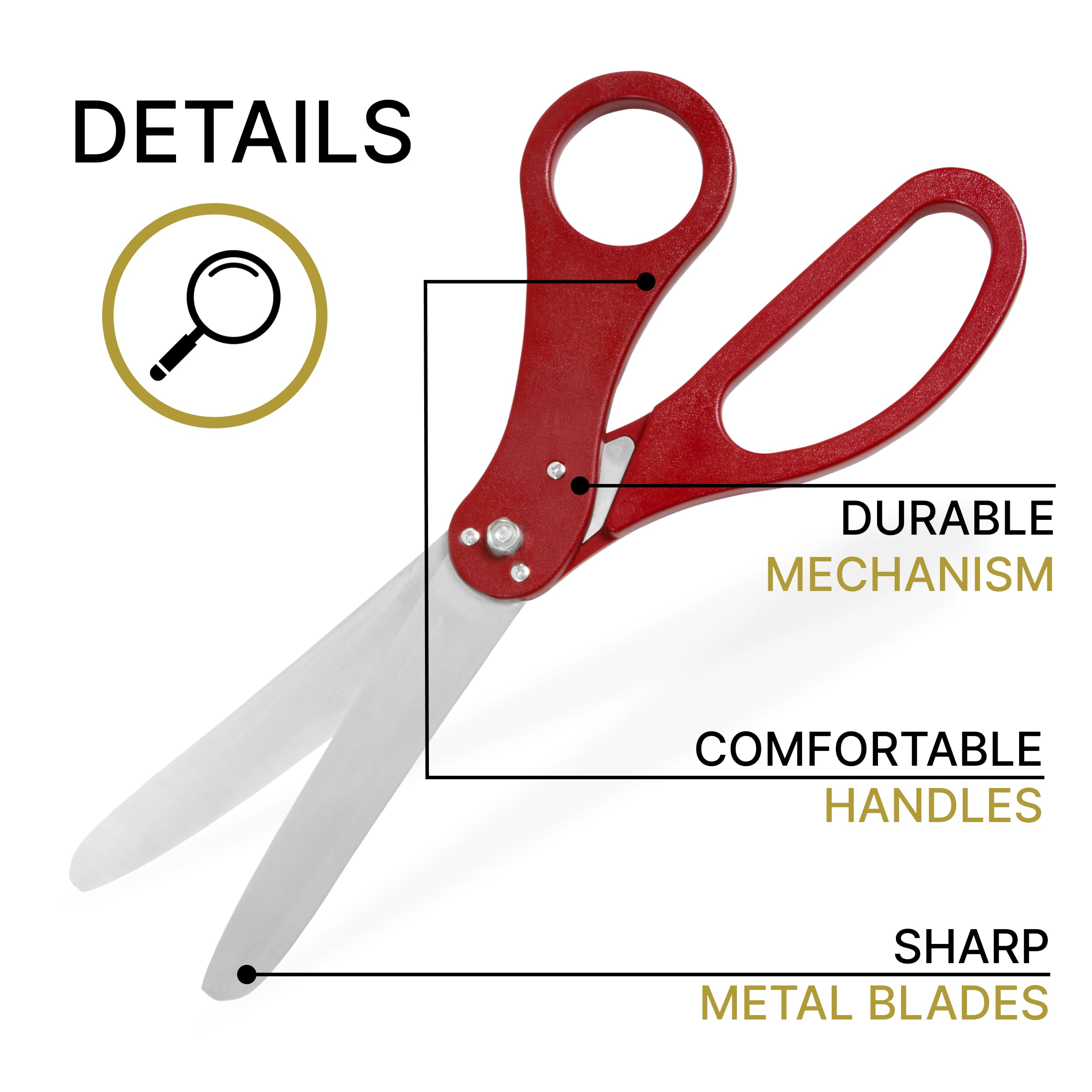 Red Ribbon Cutting Ceremony Kit – Grand Opening Ribbon and Scissors for Special Events Giant Scissors 20 Inch Giants Ribbon Cutting Scissors with Red Ribbon for Inaugurations and Ceremonies