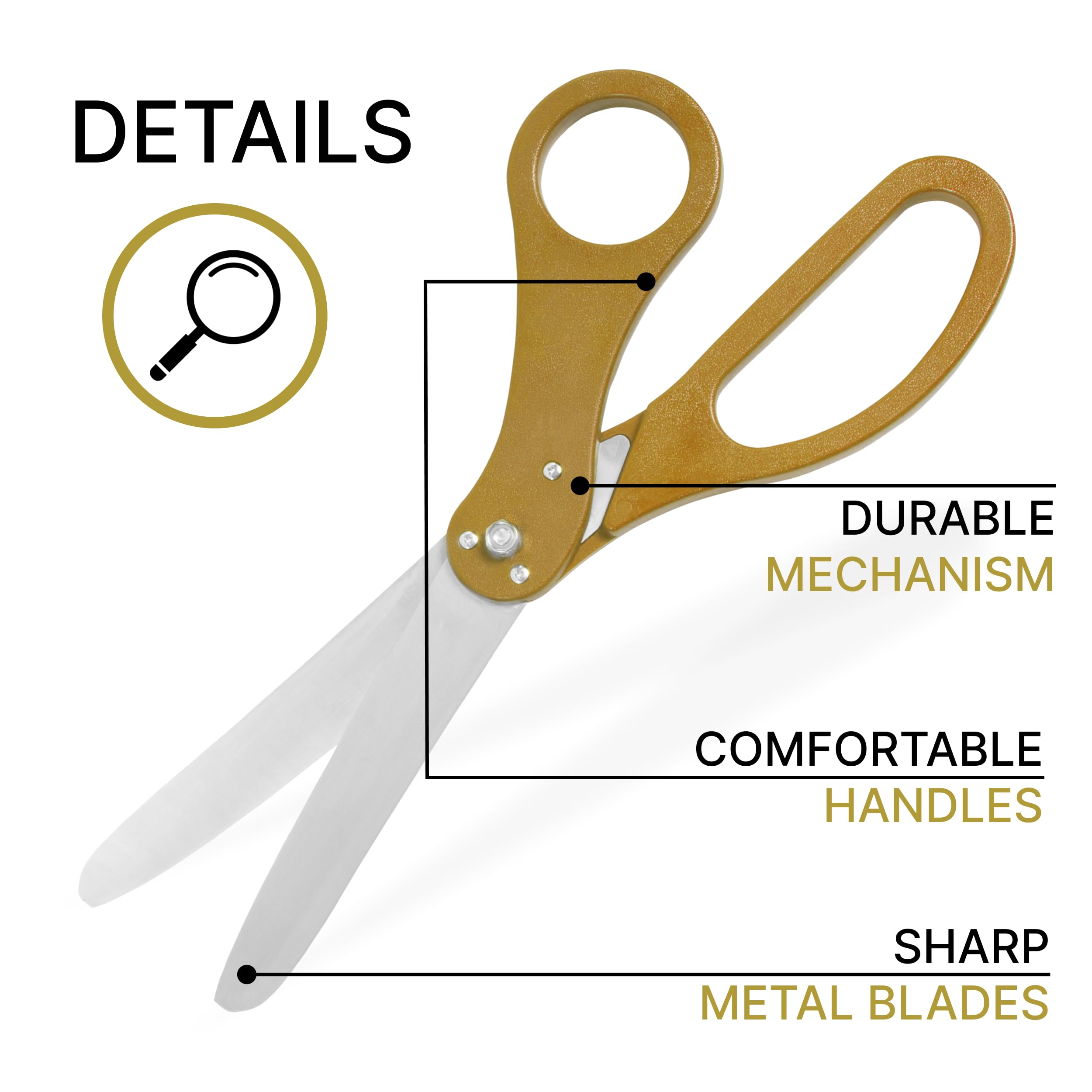 Gold Grand Opening Ceremony Kit – 20 Inch Giant Scissors Gold with Ribbon Gold for Inaugurations and Ceremonies Gold Scissors 20'' for Ribbon Cutting Grand Opening Ribbon and Scissor for Special Event