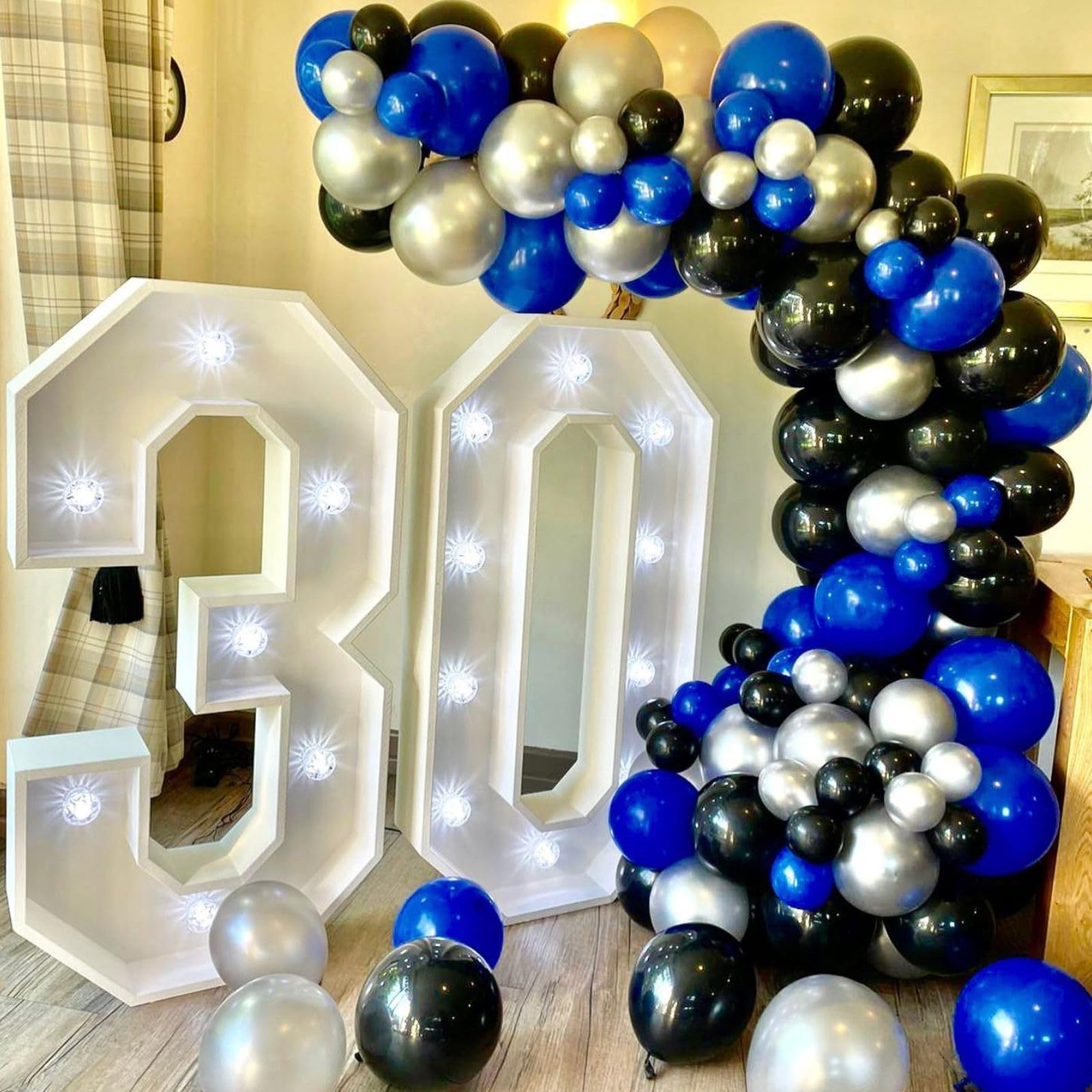 Blue and Black Balloons, 35pcs Blue Black and Silver Balloons, Dark Blue Black Latex Balloons Silver Confetti Balloons for Boys Birthday Baby Shower Wedding Graduation Party Decorations