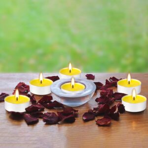 100 Pack Scented Tealight Candles 4 Hours, Lemon Aromatherapy Candles for Votive Home, Wedding Holiday and Emergency (Yellow)