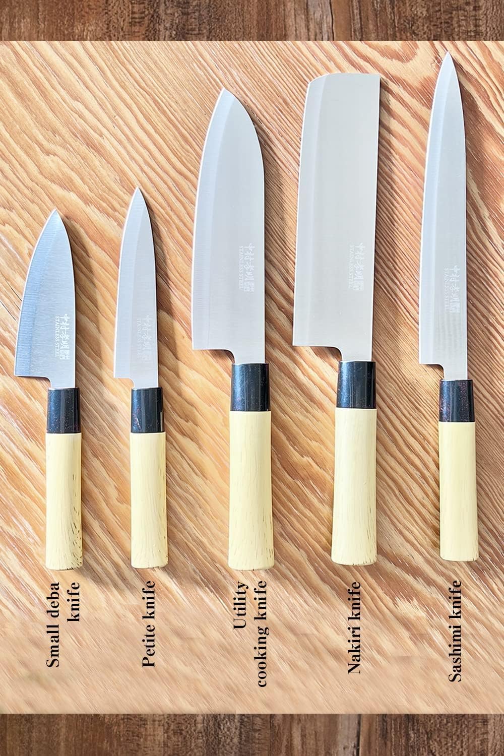 Yamasho Kitchen Knife Set Of 5 Produced By Komei Nakamura Including Sushi Knife Japanese