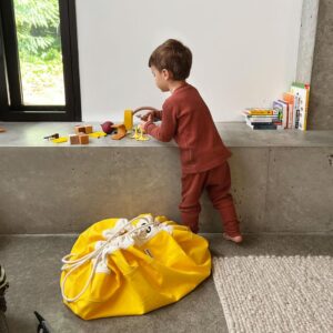 Swoop Bags - Durable Toy Storage Drawstring Bag - Ideal for Small Toys - Organizer and Play Mat - Cool Storage Holders For Kids Rooms and Playrooms - YELLOW