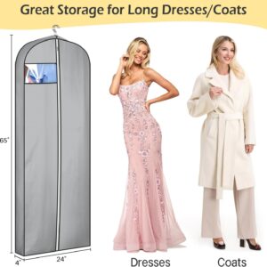 MISSLO 4" Gusseted Garment Bags for Hanging Clothes 65" Dress Bags for Gowns Long Waterproof Dress Cover for Closet Hanging Clothes Storage Bag, 3 Packs