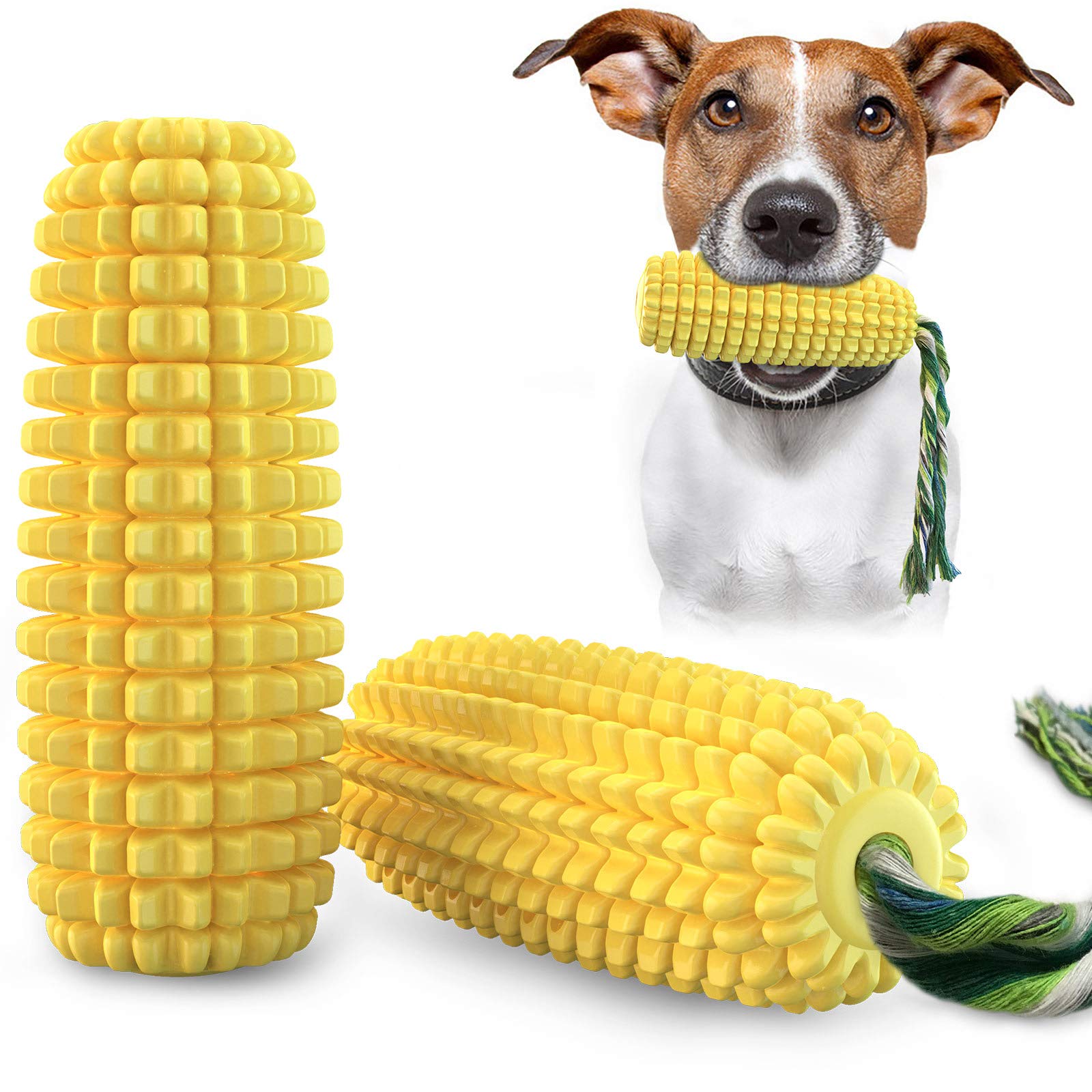 yuxiaoyu Dog Toy Chew Toy Corn Interactive Squeaky Dog Tooth Cleaning Tool Water Float Toy Teething Stick Suitable for Small, Medium and Large Dogs