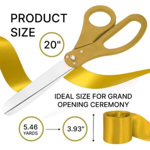 Gold Grand Opening Ceremony Kit – 20 Inch Giant Scissors Gold with Ribbon Gold for Inaugurations and Ceremonies Gold Scissors 20'' for Ribbon Cutting Grand Opening Ribbon and Scissor for Special Event